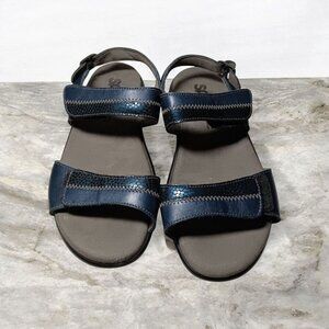 SAS Navy Blue Sandals Relaxed Tripad Comfort Heel Strap Hook Loop 7WW